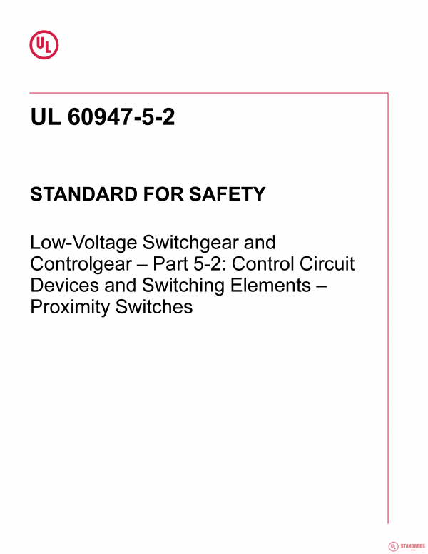 UL 60947-5-2 PDF UL 60947-5-2 PDF